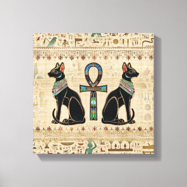 Egyptiska katter och ankh kor canvastryck (Framsida)