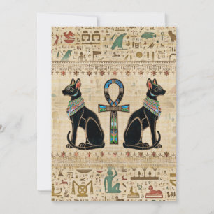 Egyptiska katter och ankh kor julkort