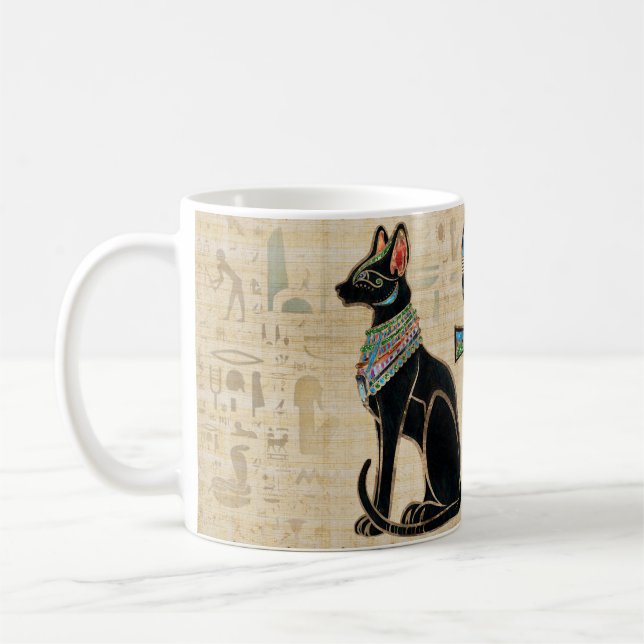 Egyptiska katter och ankh kor kaffemugg (Vänster)