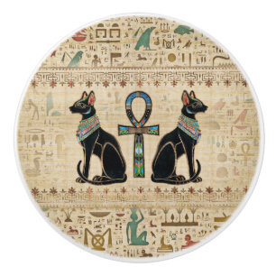 Egyptiska katter och ankh kor knopp