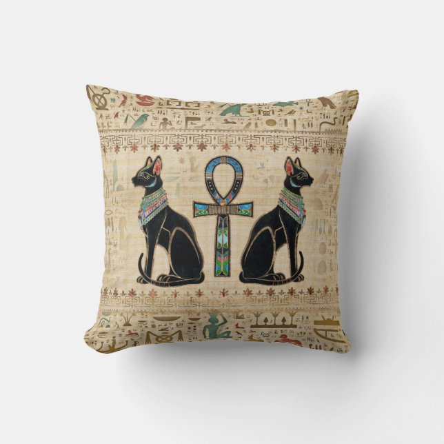 Egyptiska katter och ankh kor kudde (Framsida)
