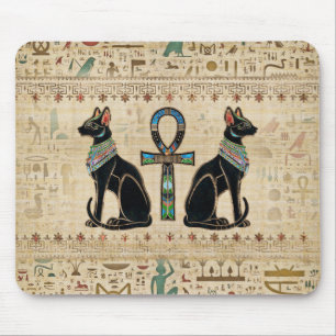 Egyptiska katter och ankh kor musmatta