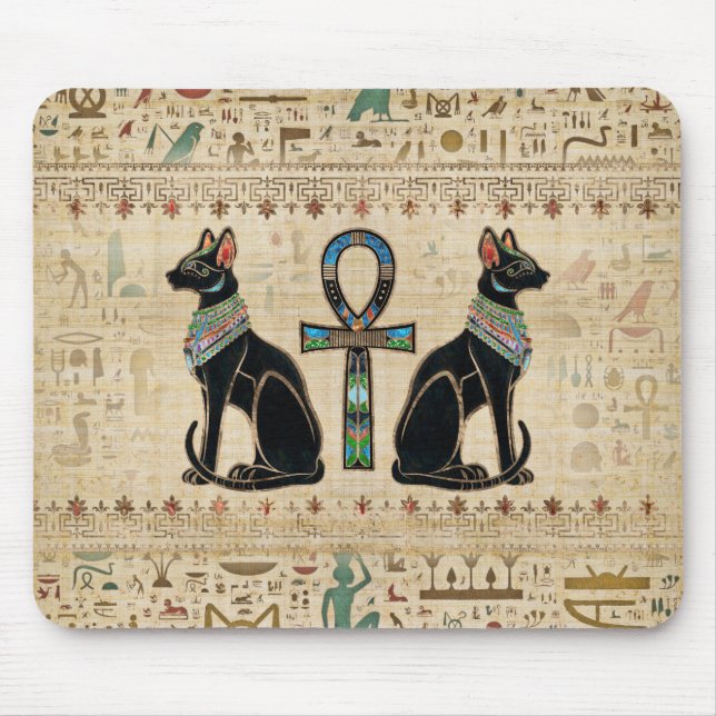 Egyptiska katter och ankh kor musmatta (Framsidan)