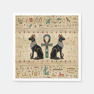 Egyptiska katter och ankh kor pappersservett