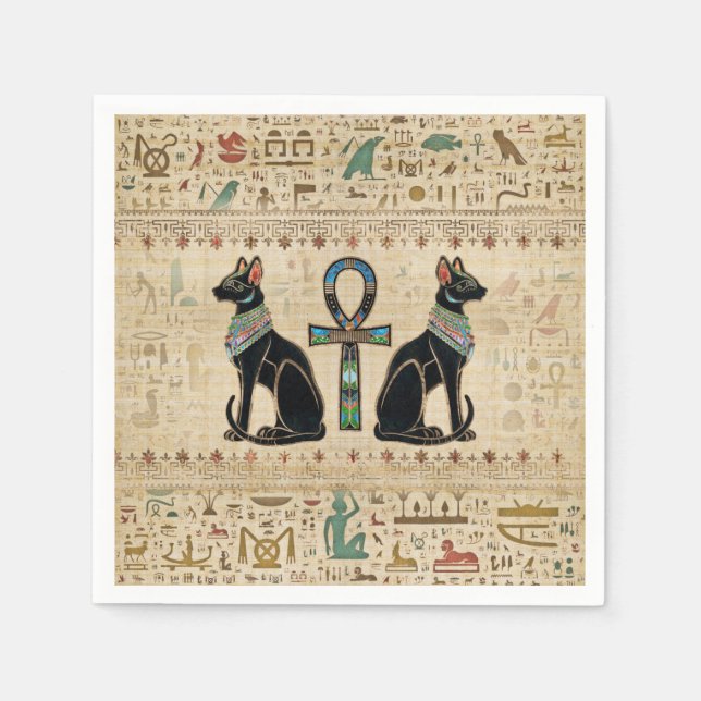 Egyptiska katter och ankh kor pappersservett (Framsidan)