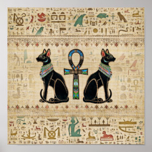 Egyptiska katter och ankh kor poster
