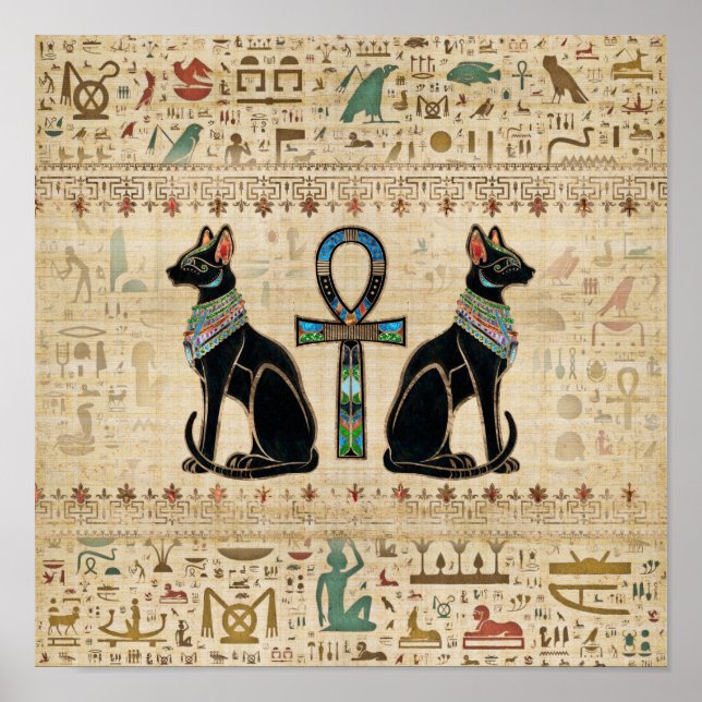 Egyptiska katter och ankh kor poster (Framsidan)