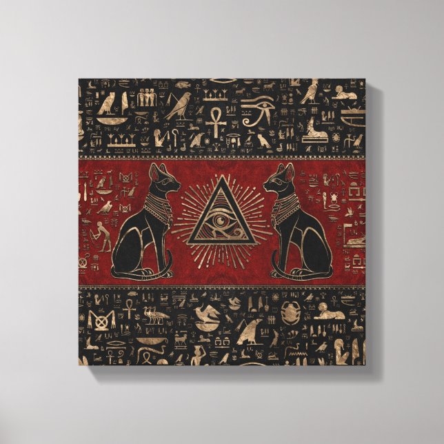 Egyptiska katter och Öga av Horus Canvastryck (Framsida)