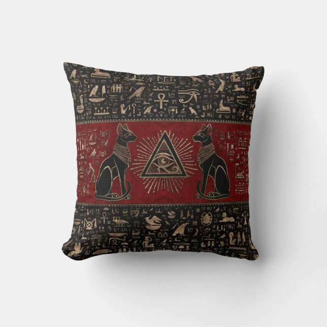 Egyptiska katter och Öga av Horus Kudde (Framsida)