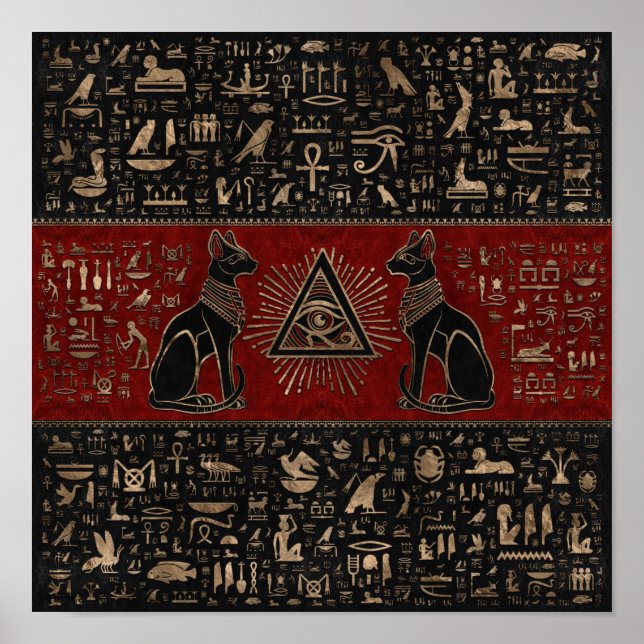 Egyptiska katter och Öga av Horus Poster (Framsidan)