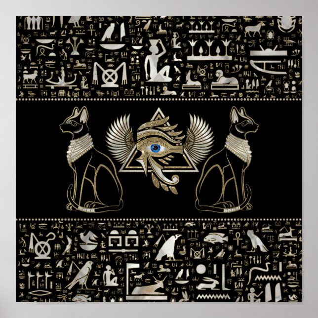 Egyptiska katter och Öga av Horus Poster (Framsidan)