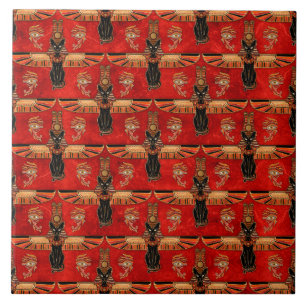 Egyptiska katter och Öga i Horus mönster Kakelplatta