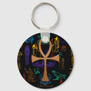 Egyptiska konsthymboler och koppar Ankh Nyckelring