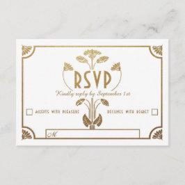 Egyptiska Nouveau Bröllop OSA Cards (Guld & White) Kort