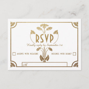 Egyptiska Nouveau Bröllop OSA Cards (Guld & White) Kort