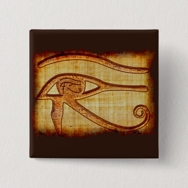 Egyptiska Öga av Horus Ancient Papyrus-effect Art Knapp (Framsida)
