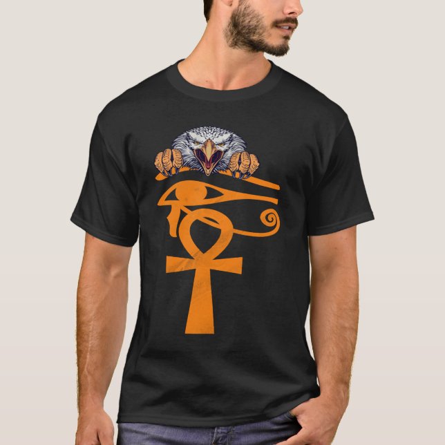 Egyptiska Öga av Horus Ankh Egypten Archeolog Ea T Shirt (Framsida)