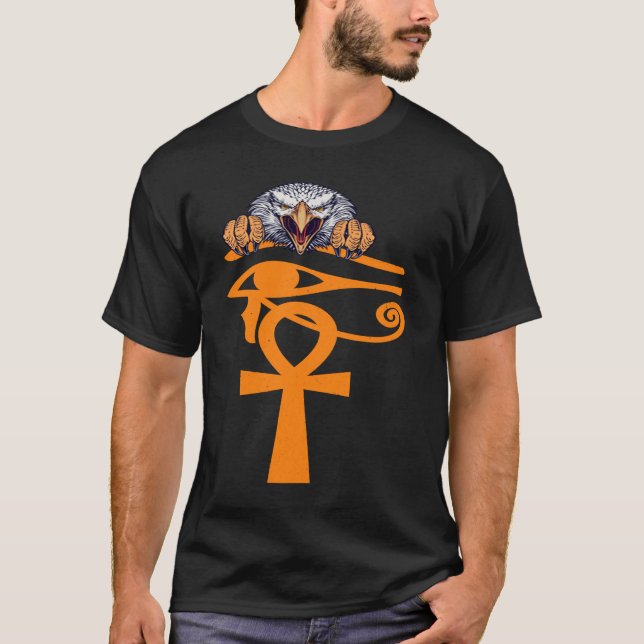 Egyptiska Öga av Horus Ankh Egypten Archeolog Ea T Shirt (Framsida)