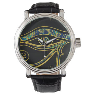 Egyptiska Öga av Horus på hieroglyfer och marmor Armbandsur