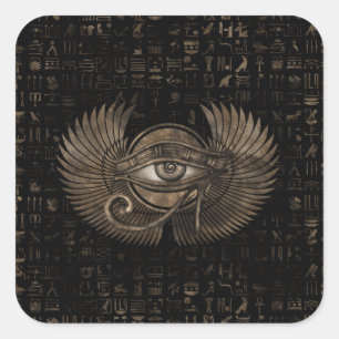 Egyptiska Öga av Horus - Wadjet Vintage Guld Fyrkantigt Klistermärke