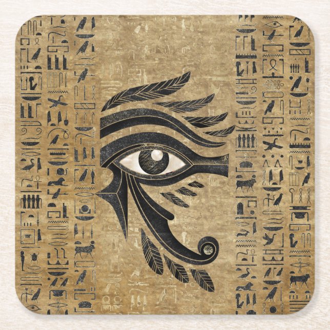 Egyptiska Ögat av Horus - Wadjet Underlägg Papper Kvadrat (Framsidan)