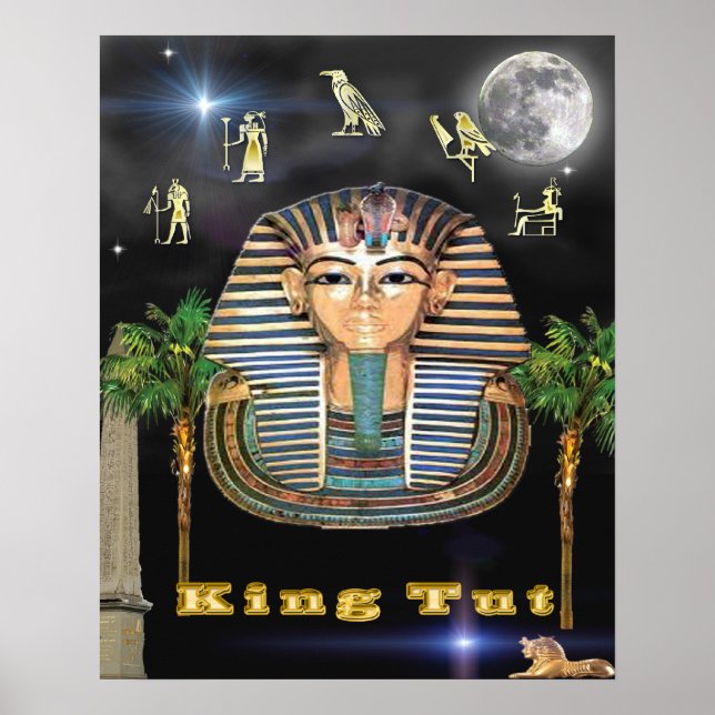 Egyptiska pyramider och Kung Tut art Poster (Framsidan)