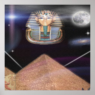 Egyptiska pyramider och Kung Tut art Poster