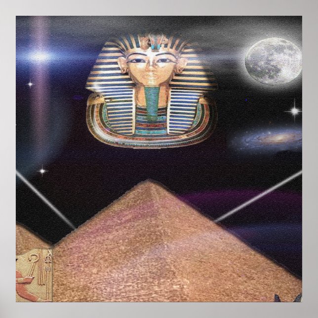 Egyptiska pyramider och Kung Tut art Poster (Framsidan)
