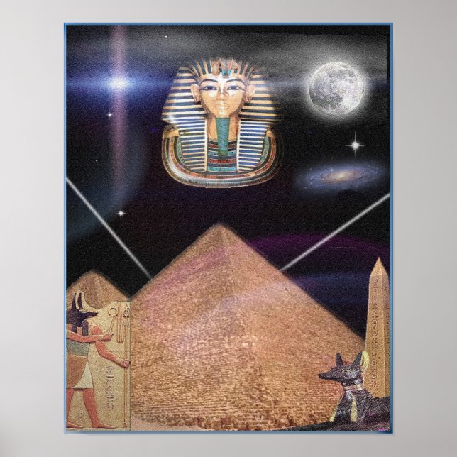 Egyptiska pyramider och Kung Tut art Poster (Framsidan)