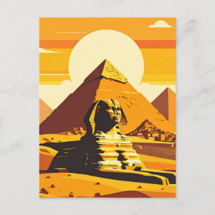 Egyptiska pyramider och Sfinx i vintage-stil Vykort