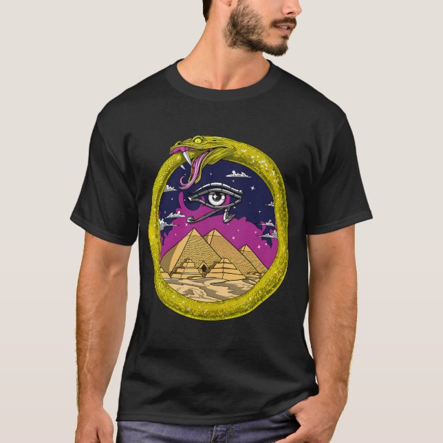 Egyptiska pyramider Ouroboros T Shirt (Framsida)