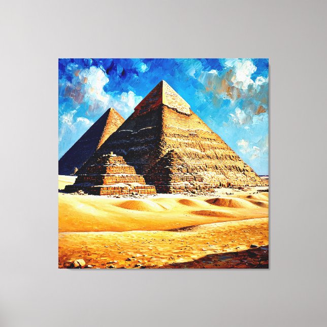Egyptiska pyramider under en klar blå himmel canvastryck (Framsida)