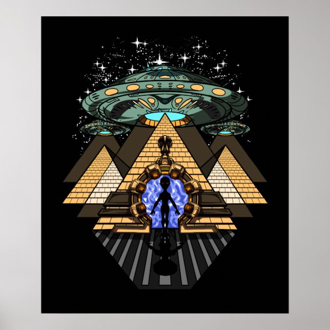 Egyptiska Pyramids Alien Space Annunaki Conspiracy Poster (Framsidan)