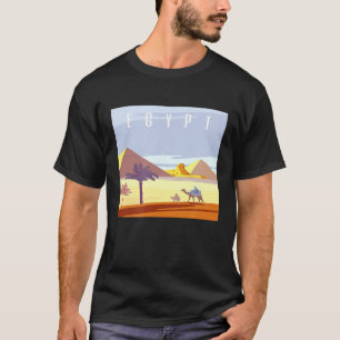 Egyptiska Pyramids Desert Camel Art Deco T Shirt