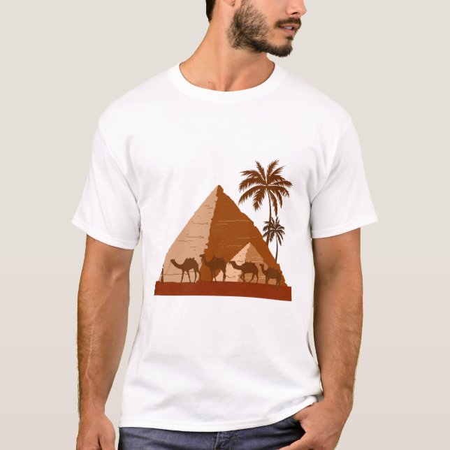 Egyptiska pyramids Kom & Visit Egypten Gift T Shirt (Framsida)