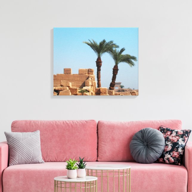 Egyptiska ruiner med Handflatan Träd Canvas (Insitu (Vardagsrum))