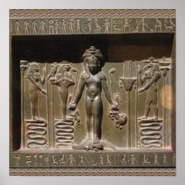 Egyptiska statuskulpturen vid New York Museum Poster (Framsidan)