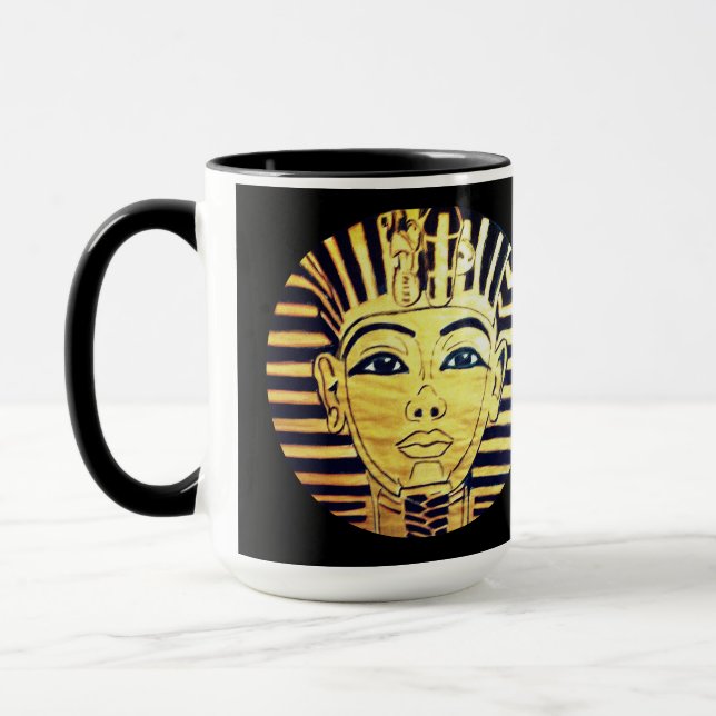 Egyptiska Stil Black och Guld Pharaoh Coffee Mugg (Vänster)