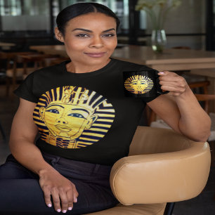 Egyptiska Stil Black och Guld Pharaoh T Shirt