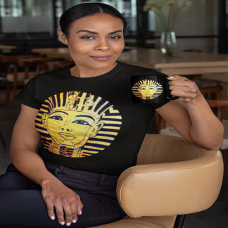 Egyptiska Stil Black och Guld Pharaoh T Shirt