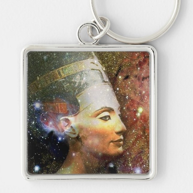 Egyptiska vind fyrkantig silverfärgad nyckelring (Framsidan)
