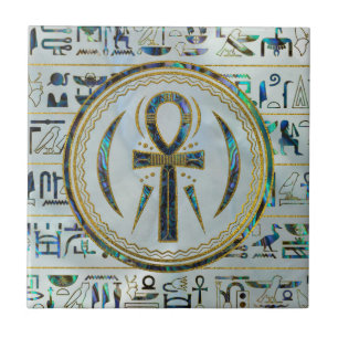 Egyptiskt Ankh för Abalonesnäcka argt symbol Kakelplatta
