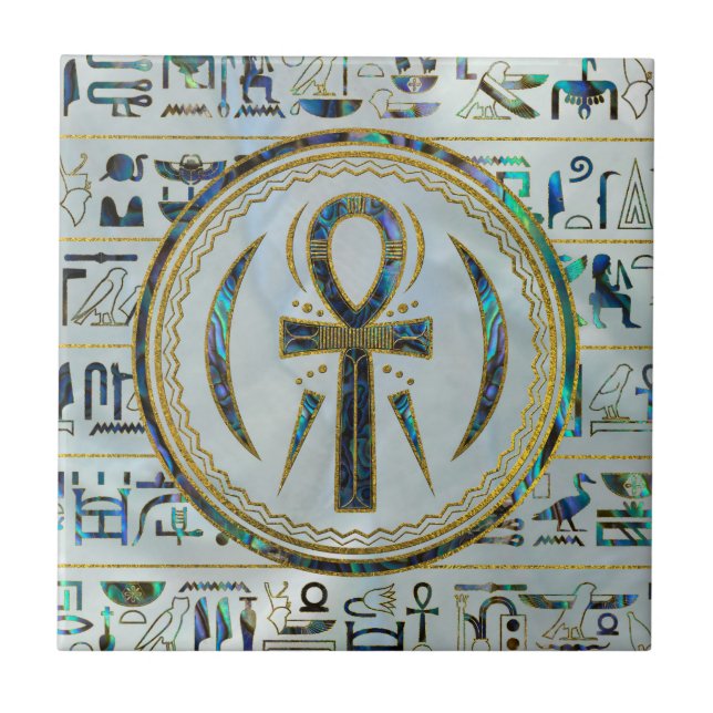 Egyptiskt Ankh för Abalonesnäcka argt symbol Kakelplatta (Framsidan)