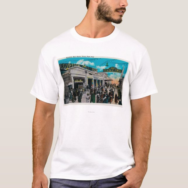 Egyptiskt bollrum, hav parkerar pir tee shirt (Framsida)