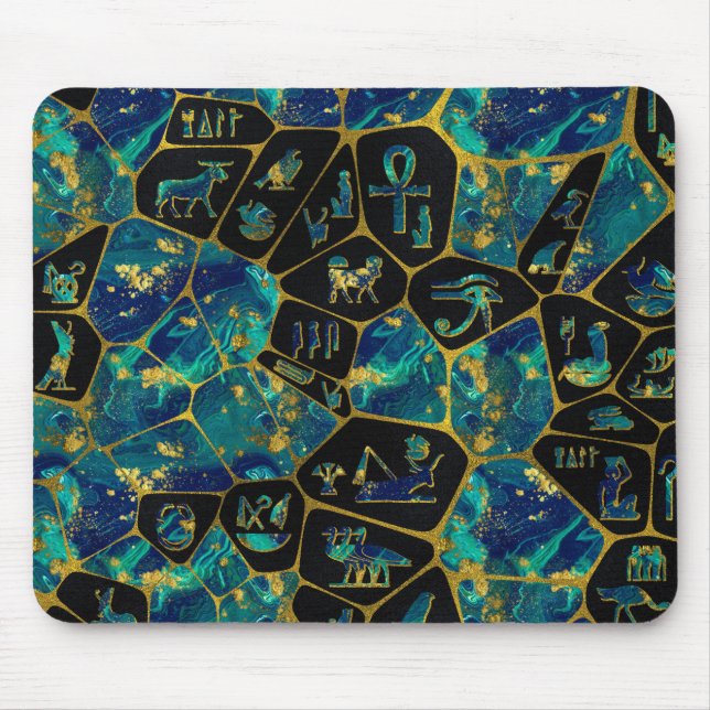 Egyptiskt guld- och marmorVoronoi diagram Musmatta (Framsidan)