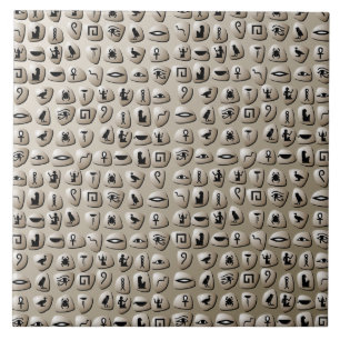 Egyptiskt Hieroglyphicsstenmönster Kakelplatta