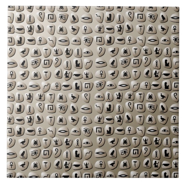 Egyptiskt Hieroglyphicsstenmönster Kakelplatta (Framsidan)