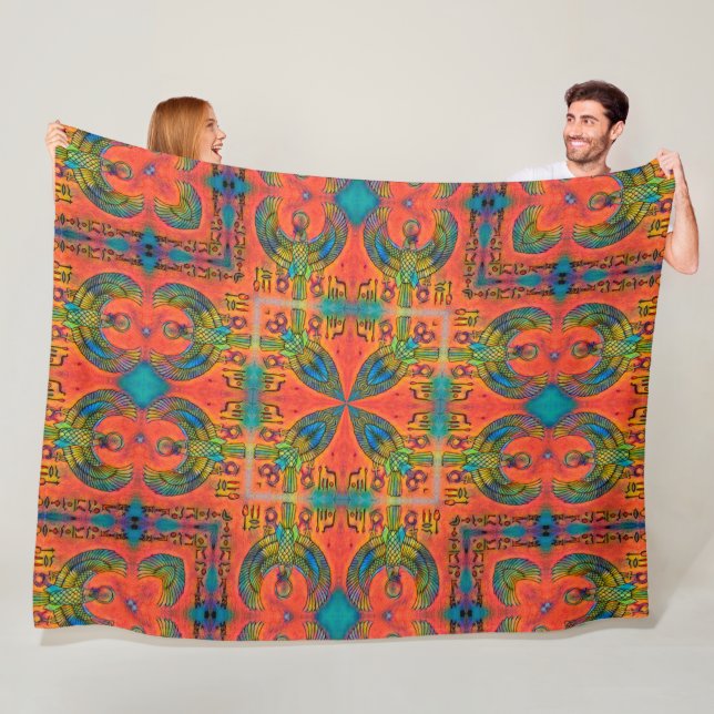 Egyptiskt Horus Magick pyramidmönster Fleecefilt (På plats)