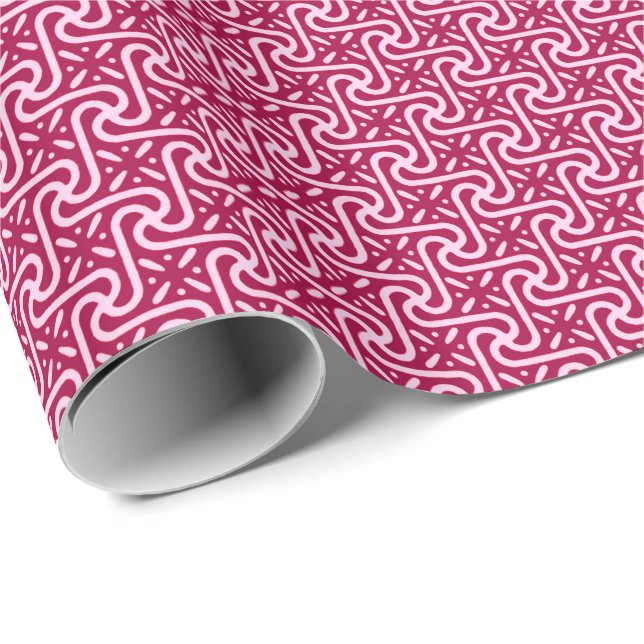 Egyptiskt kakelmönster, burgunderröd och rosa presentpapper (Rullad Hörn)
