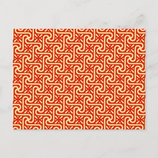 Egyptiskt kakelmönster, korallorange vykort (Framsida)